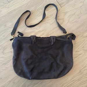 Clare V navy suede satchel
